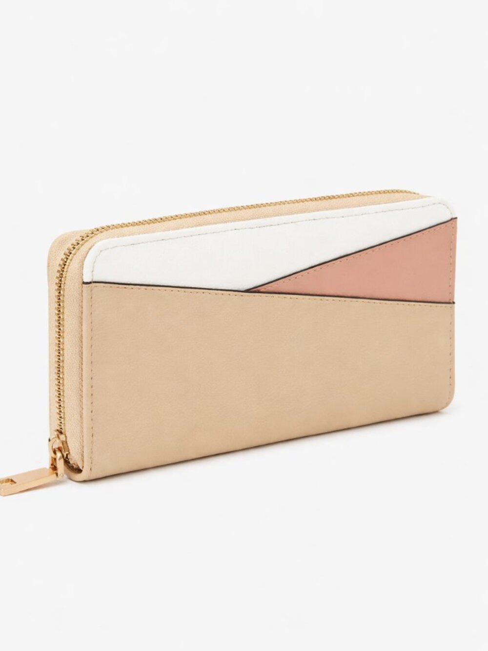 Tan Pink White Wallet Clutch 8x4 Wristlet OS